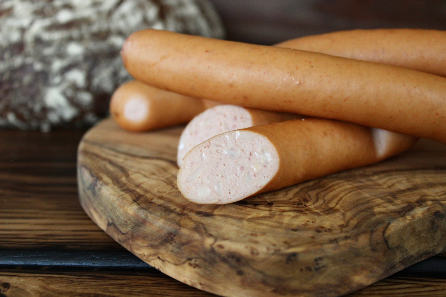 Käsewiener im Naturdarm, Nahaufnahme