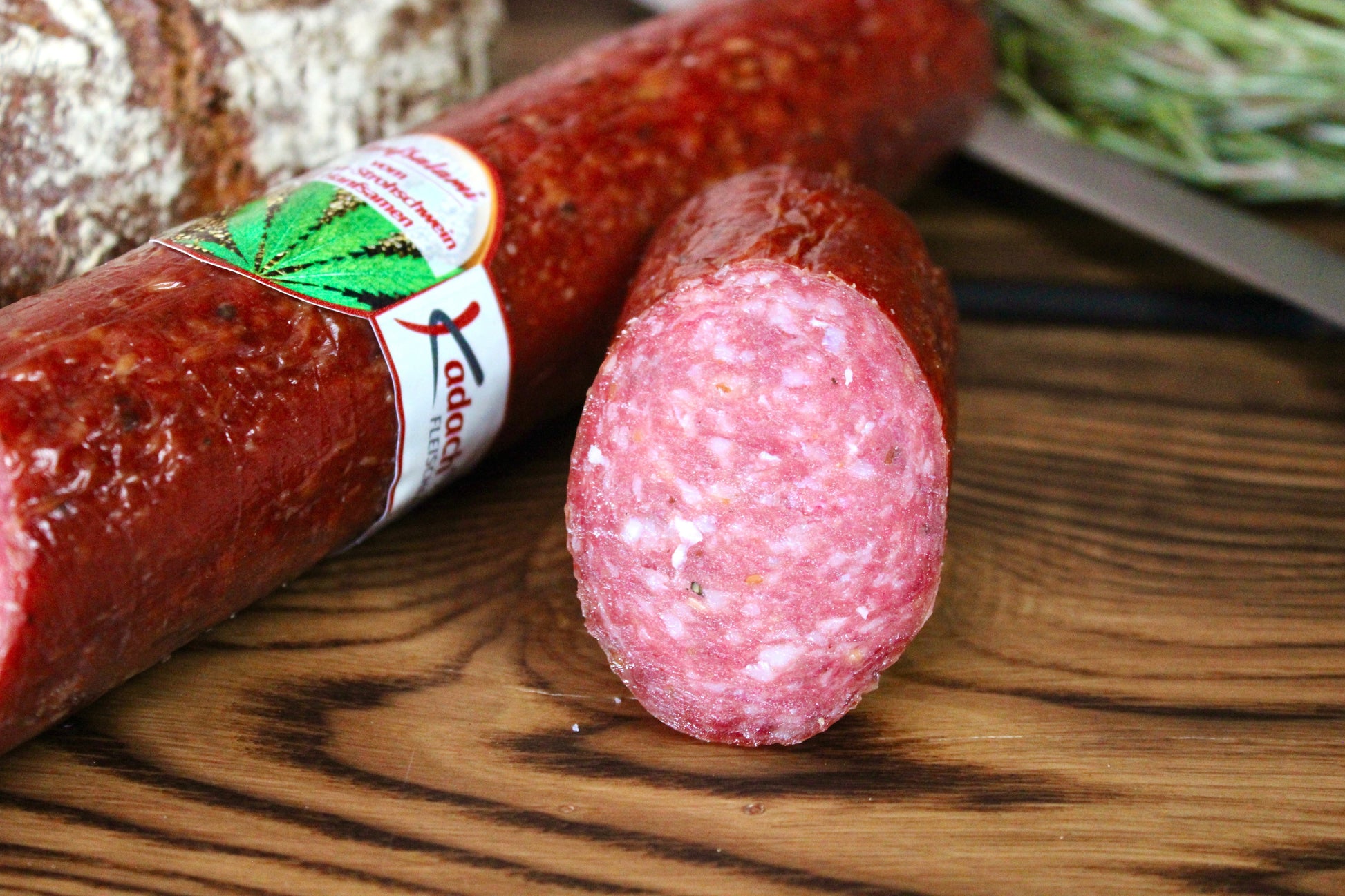 Hanfsalami Anschnitt