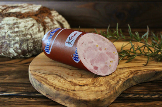 Bierschinken, portioniert, traditionell gewürzt, mit groben Schinkenstücken
