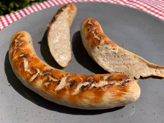 Käsebratwurst gebraten und angeschnitten