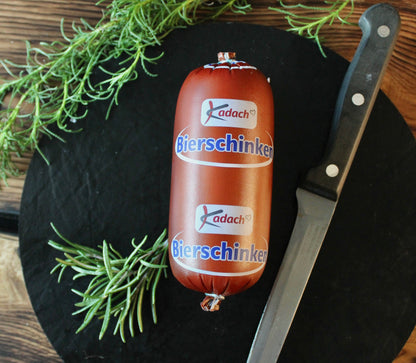Bierschinken, portioniert, traditionell gewürzt, mit groben Schinkenstücken